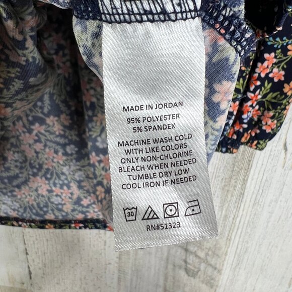 Vince Camuto Womens L Multi Floral Art Print Spring Blossom V Neck Stretch Top - Picture 5 of 9